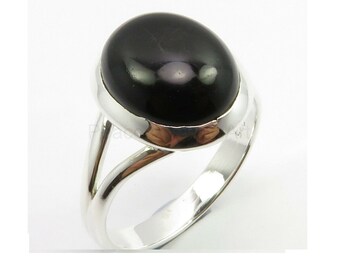 Black Onyx Gemstone, 925 Sterling Silver, Split Band Ring, Women Jewelry, Handmade Ring, Artisan Ring, Cabochon Gemstone, Natural Gemstone