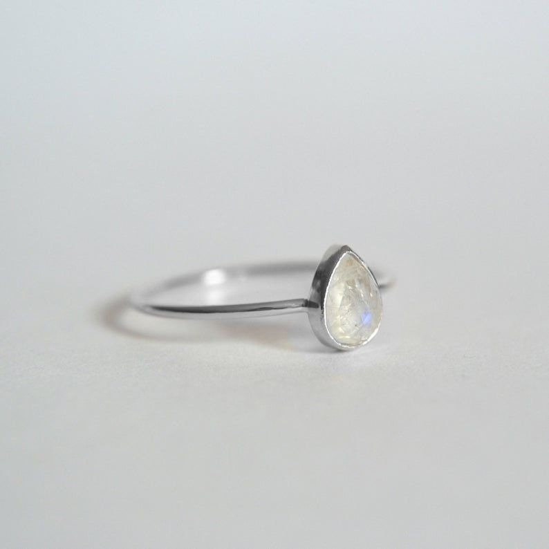 Handmade Moonstone Ring 925 Sterling Silver Pear Moonstone Etsy