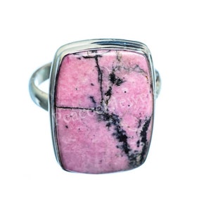 Pink Rhodonite Ring, Cushion Rhodonite, Rhodonite Jewelry, Natural Gemstone, Made For her, Gift, Can Be Personalized, Sale image 4