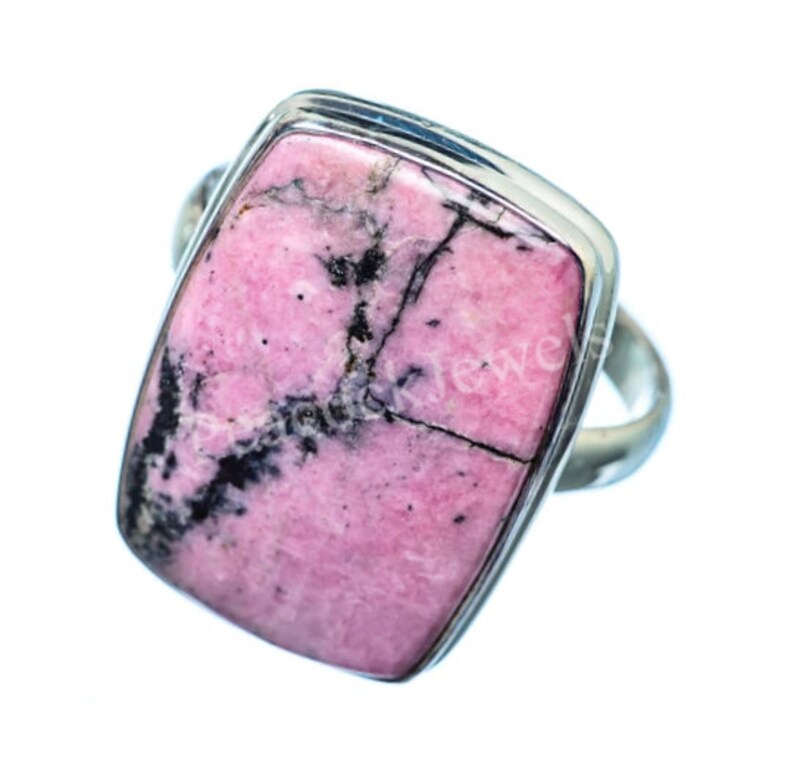 Pink Rhodonite Ring, Cushion Rhodonite, Rhodonite Jewelry, Natural Gemstone, Made For her, Gift, Can Be Personalized, Sale image 3