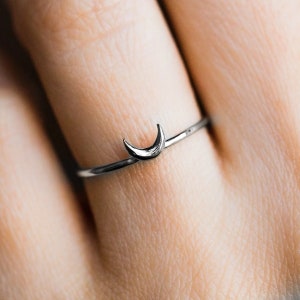 Silver Moon Ring, 925 Sterling Silver, Thin Silver band, Affordable Silver Ring, Cheap Ring, Can Be Personalized, Christmas, Sale