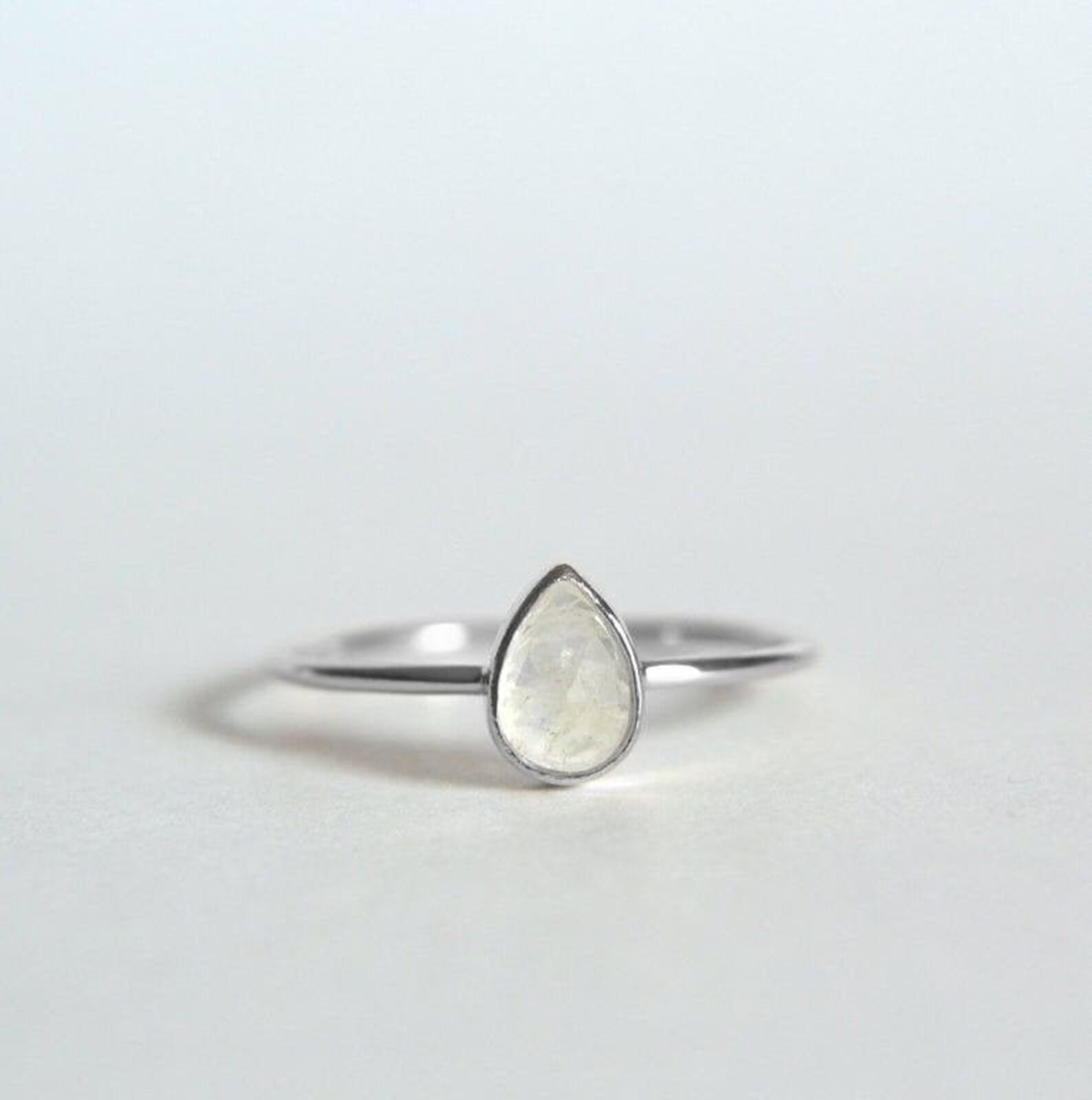 Handmade Moonstone Ring 925 Sterling Silver Pear Moonstone Etsy