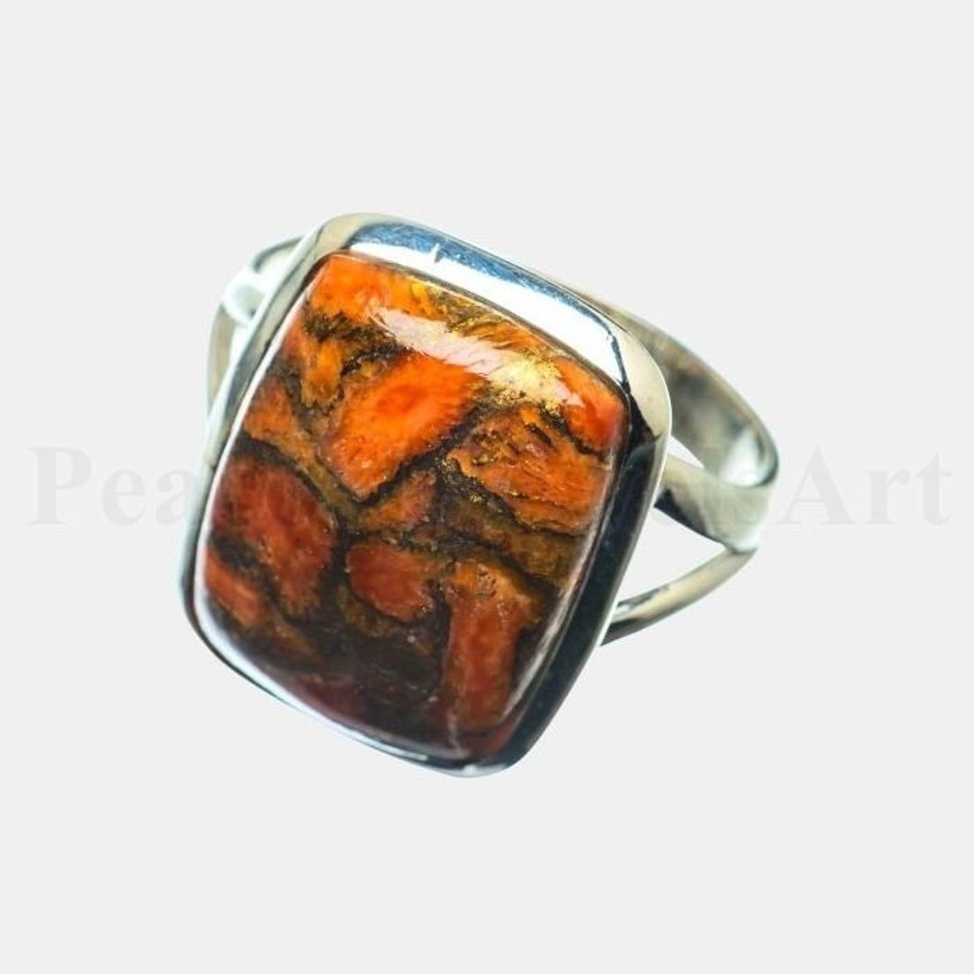 Orange Turquoise Ring Artisan Ring Turquoise Jewelry Etsy