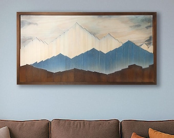 3D Wood Mountain Wall Art, Mountain Range Decor