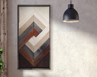 Geometric Wood Wall Art, 3D Wooden Mosaic