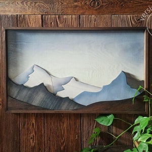 3D Wooden Mountains Wall Art, Wooden Original Wall Artwork, Modern style Decoration, Wood wall sculpture