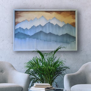 3D Wooden mountain art, Wood wall art, Rustic wall decor, Large wall art, Wooden mountain sculpture, Mountain Range