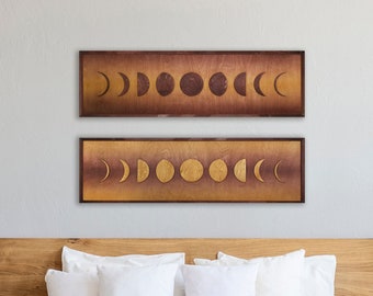 Rustic Moon Phases Wood Wall Art – Lunar Home Decor