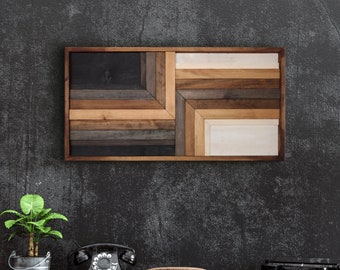 Décoration murale en bois rustique, mosaïque géométrique pour mur