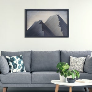 3D Wooden Mountains  Wall Art, 3D Wood Mosaic, Mountains wood wall decor