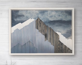 Rustic Mountain Wall Hanging – 3D Wooden Home Decoration