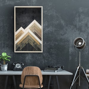 Large Wooden Wall Art, 3d mountains mosaic, wood mountains wall decor