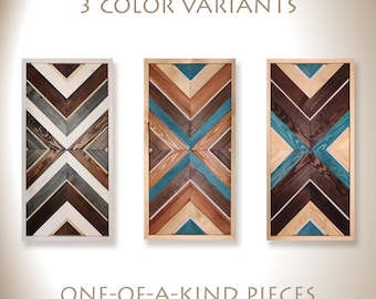 Handmade 3D Geometric Wood Wall Art – Boho Mosaic Decor