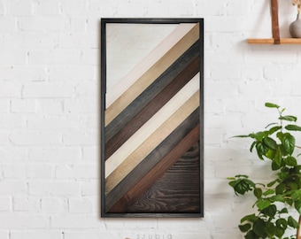 Modern 3D Wood Mosaic Wall Art, Geometric Wall Wooden Decor