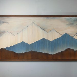 3D Wood Mountain Wall Art, Mountain Range Decor image 3
