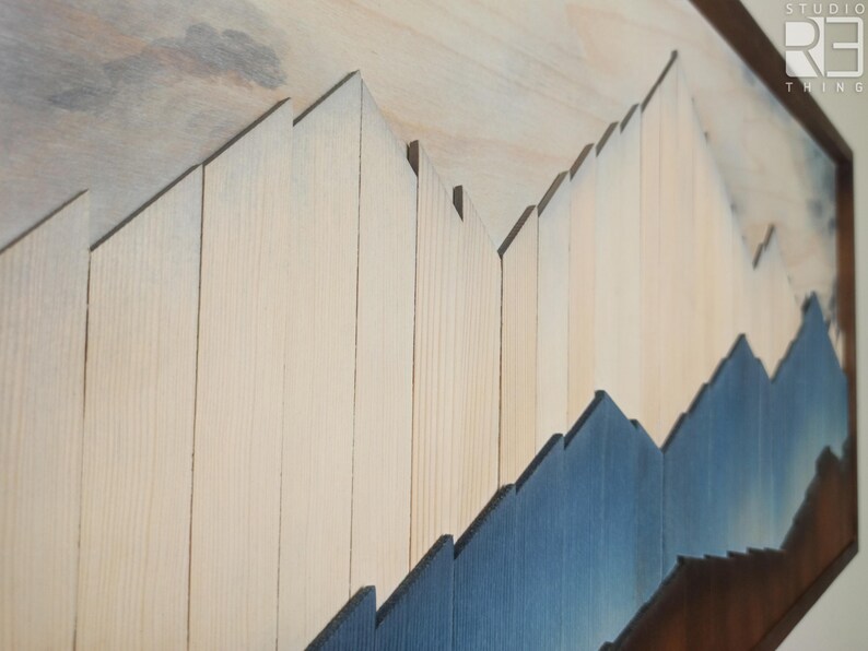 3D Wood Mountain Wall Art, Mountain Range Decor image 8