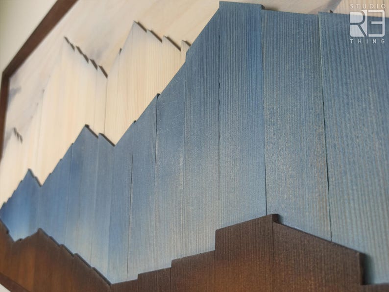 3D Wood Mountain Wall Art, Mountain Range Decor image 7