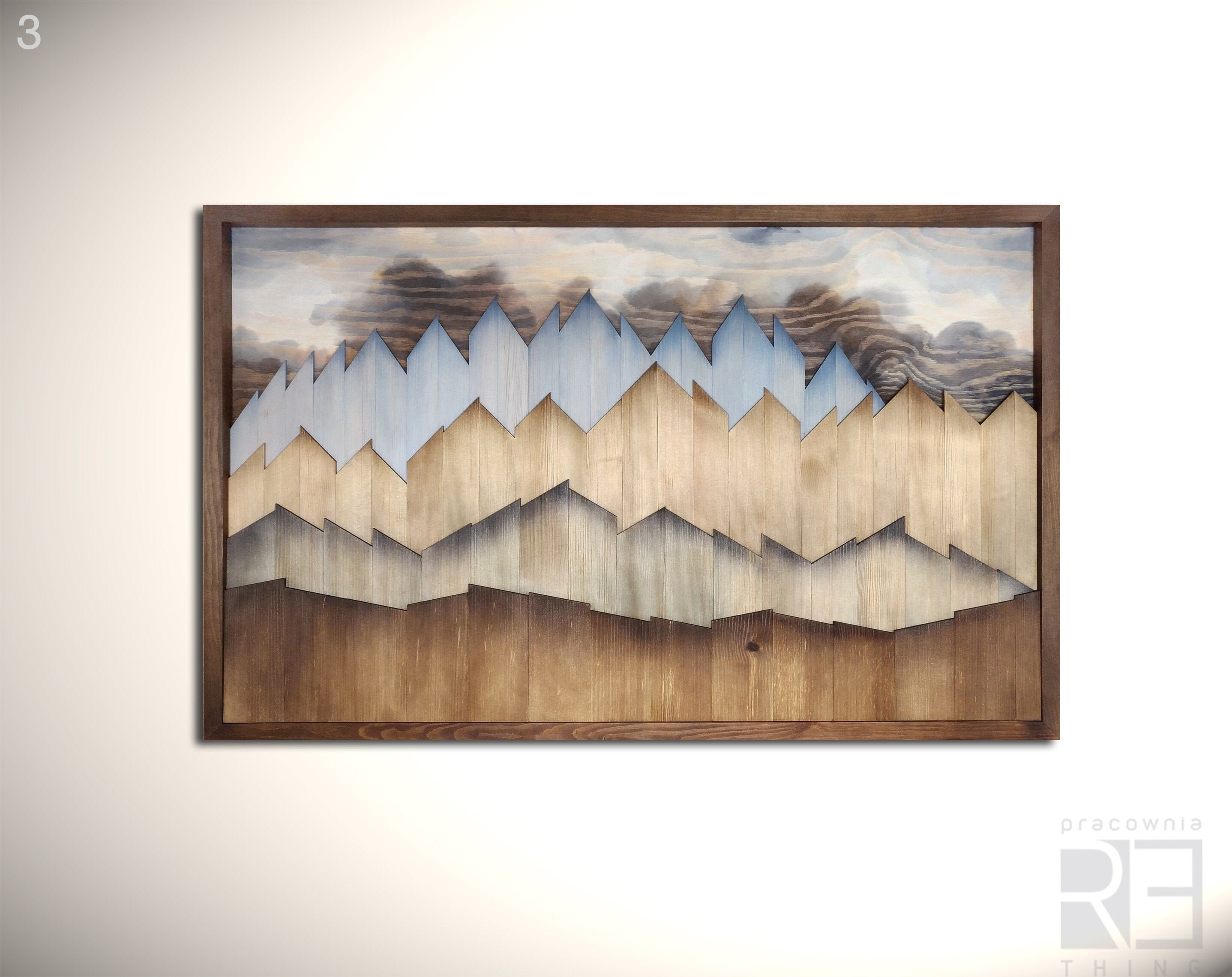 Large Wooden Mountains 3D Wall Art 3D Wood Mosaic