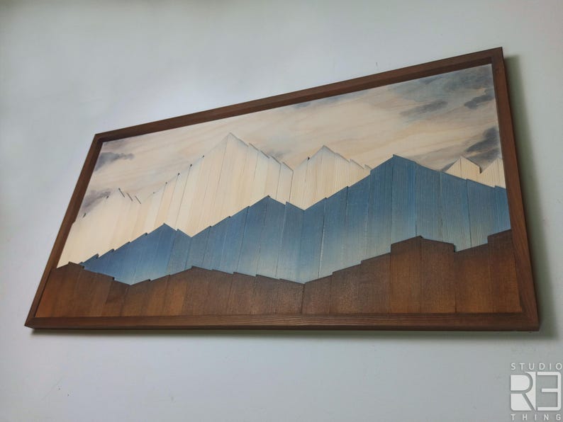 3D Wood Mountain Wall Art, Mountain Range Decor image 5