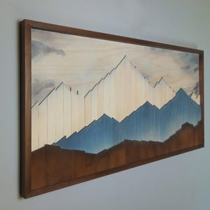 3D Wood Mountain Wall Art, Mountain Range Decor image 4