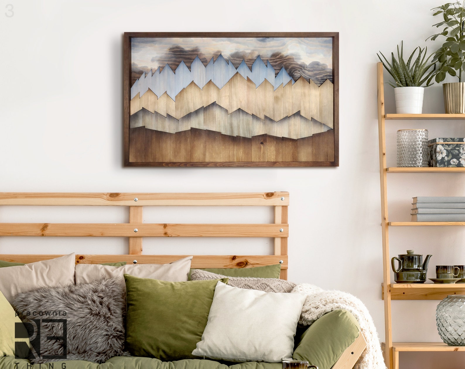Large Mountains Wall Art 3D Wood Mosaic Mountains Wall Decor Etsy