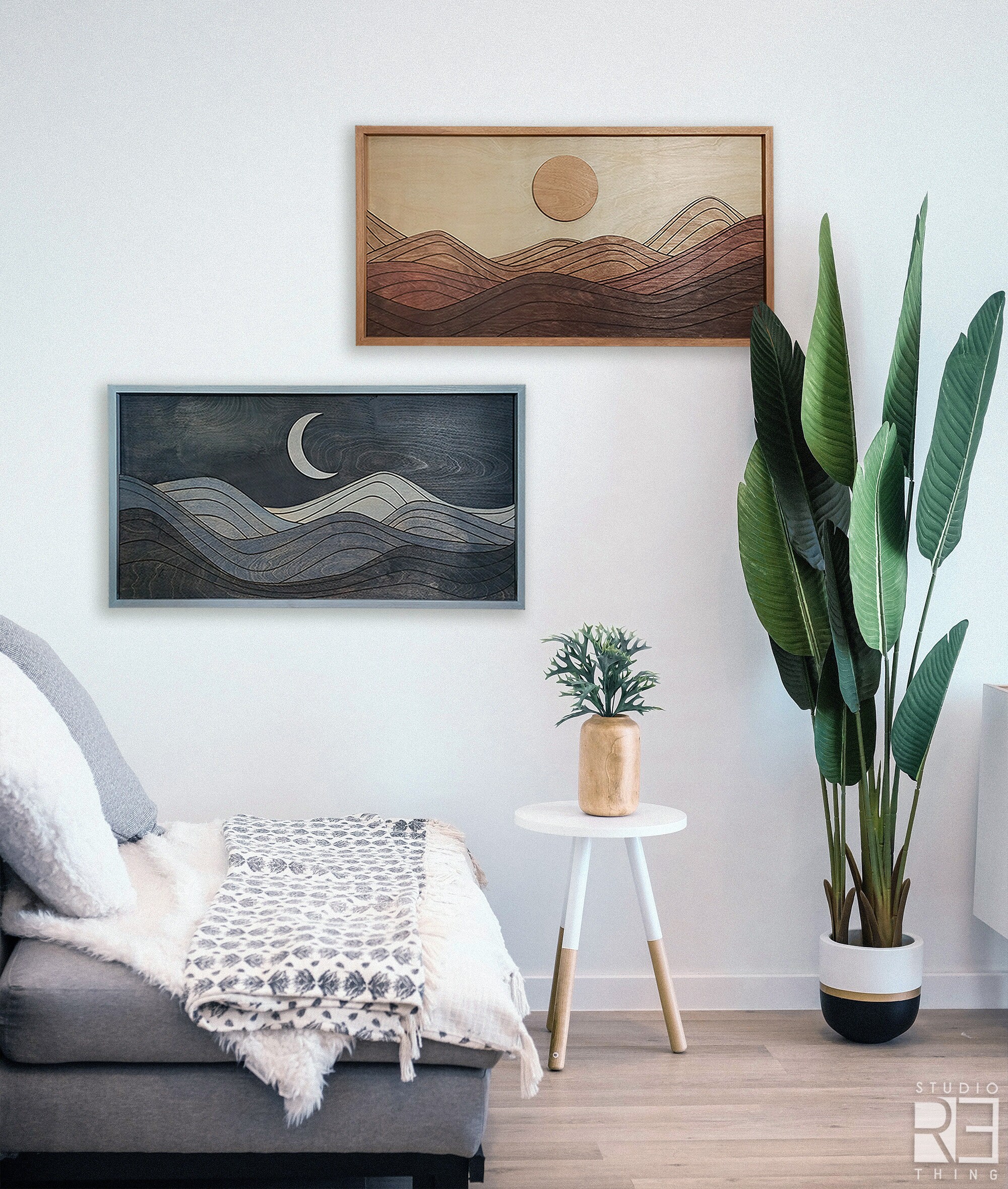 Vumyhuby Set 5 Uccelli In Legno Blu – Decorazione Parete Rustica Scandinava – Interni/Esterni, Fatto A Mano