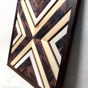 Wooden wall mosaic, 3d wooden decor, geometric wood wall art