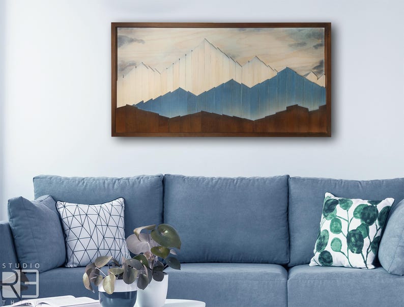 3D Wood Mountain Wall Art, Mountain Range Decor image 2