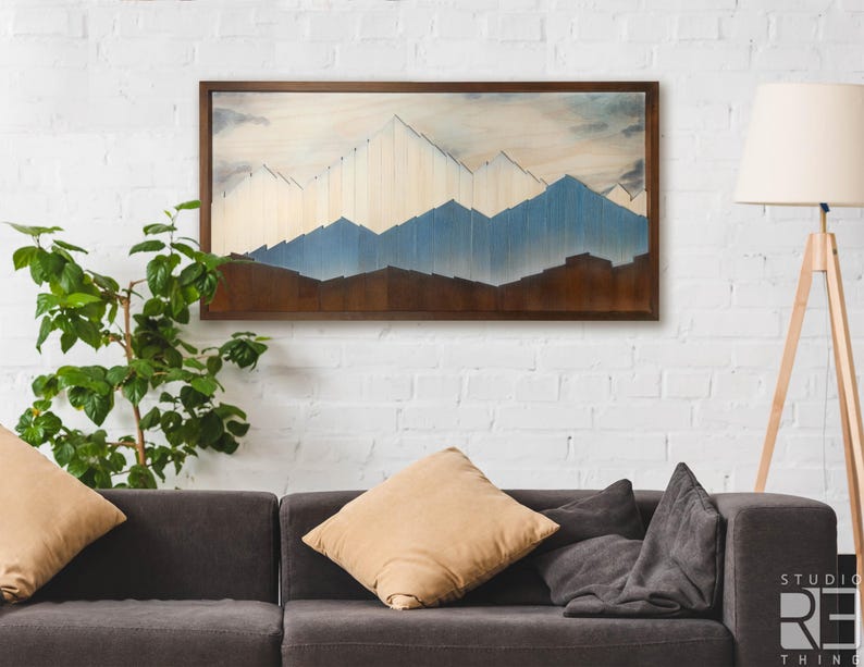 3D Wood Mountain Wall Art, Mountain Range Decor image 6