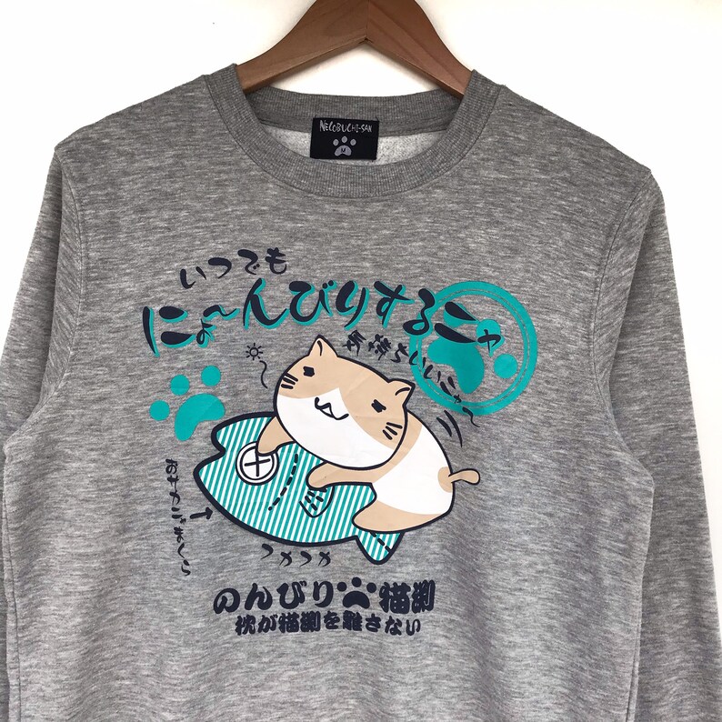 NecoBhuci-San sweatshirt Big logo print pullover jumperJapan brandstreetwear cartoonfashionstylecrewneck Rare