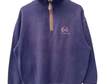 Vintage chaps ralph lauren embroidery logo pullover jumper quarter zip sweatshirt