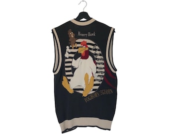Vintage PIA SPORT Foghorn Leghorn Embroidered Sweater Vest
