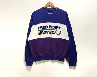 Vintage! Fred Perry all english big spell out logo multi colour sweatshirt fashionstyle streatwear