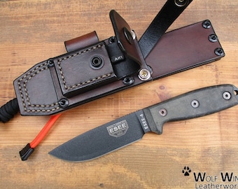 Lederscheide für ESEE 4, Bushcraft Sheath, Survival Sheath, Camping, Outdoor etc