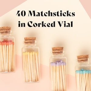 Apothecary Matches in Medium Corked Vial with 40 Color Tip Matchsticks