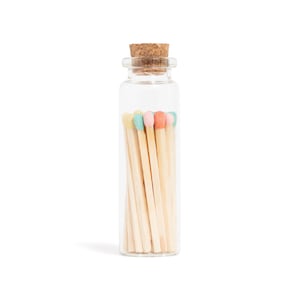 Pastel Mix Wood Matches in Corked Glass Vial | Striker Included