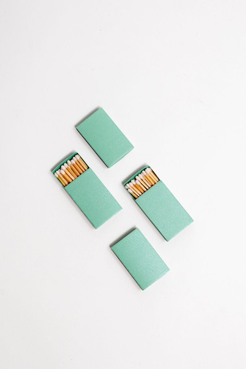Iridescent Color Matchbox with White Wooden Matchsticks Iridescent Mint