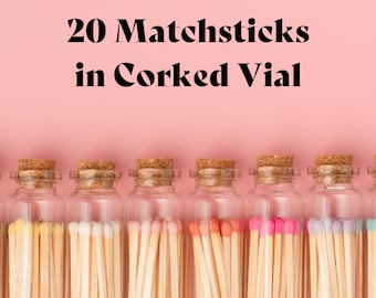 Apothecary Matches | Matchstick Jar | Strike On Bottle | Glass Vial | 20 Colored Matches