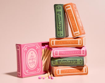 Bookish Book Themed Matchboxes | 3 matchstick color option | Thriller | Romance | Fantasy