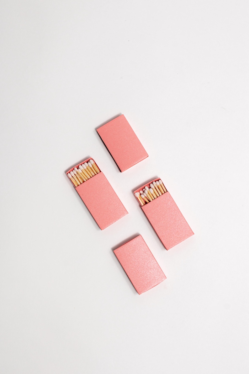 Iridescent Color Matchbox with White Wooden Matchsticks Iridescent Pink