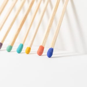 4 inch Size Refill Wooden Matches | 50 Color Tip Matches in your choice of color