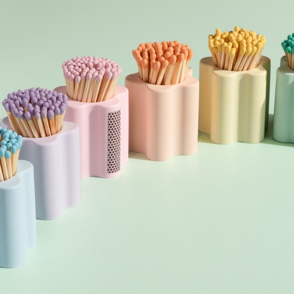 Color Tip Matchsticks in Flower Shaped Jar | Match Striker Included