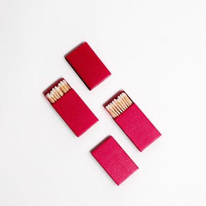 Iridescent Color Matchbox with White Wooden Matchsticks Raspberry Red