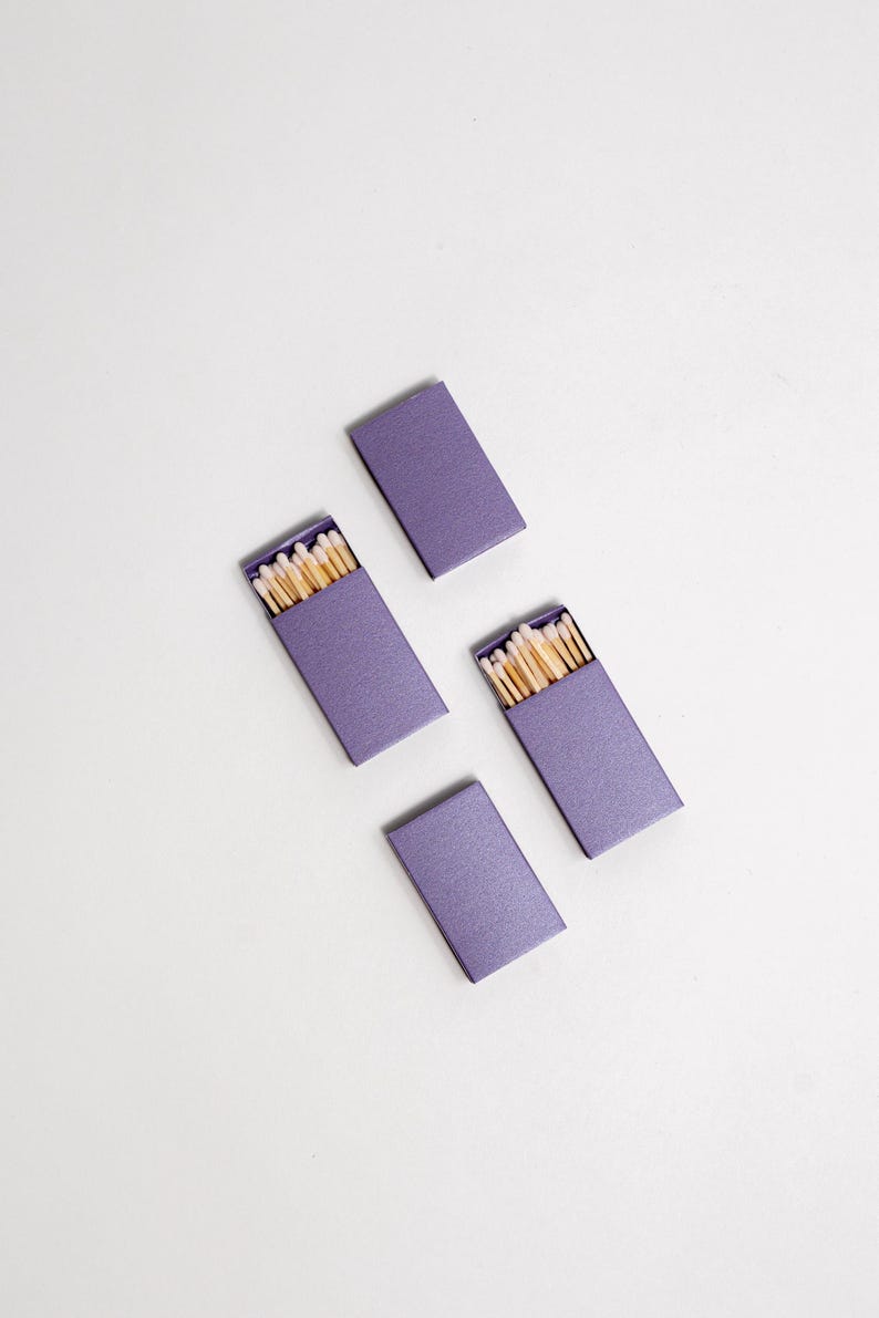 Iridescent Color Matchbox with White Wooden Matchsticks Iridescent Lavender