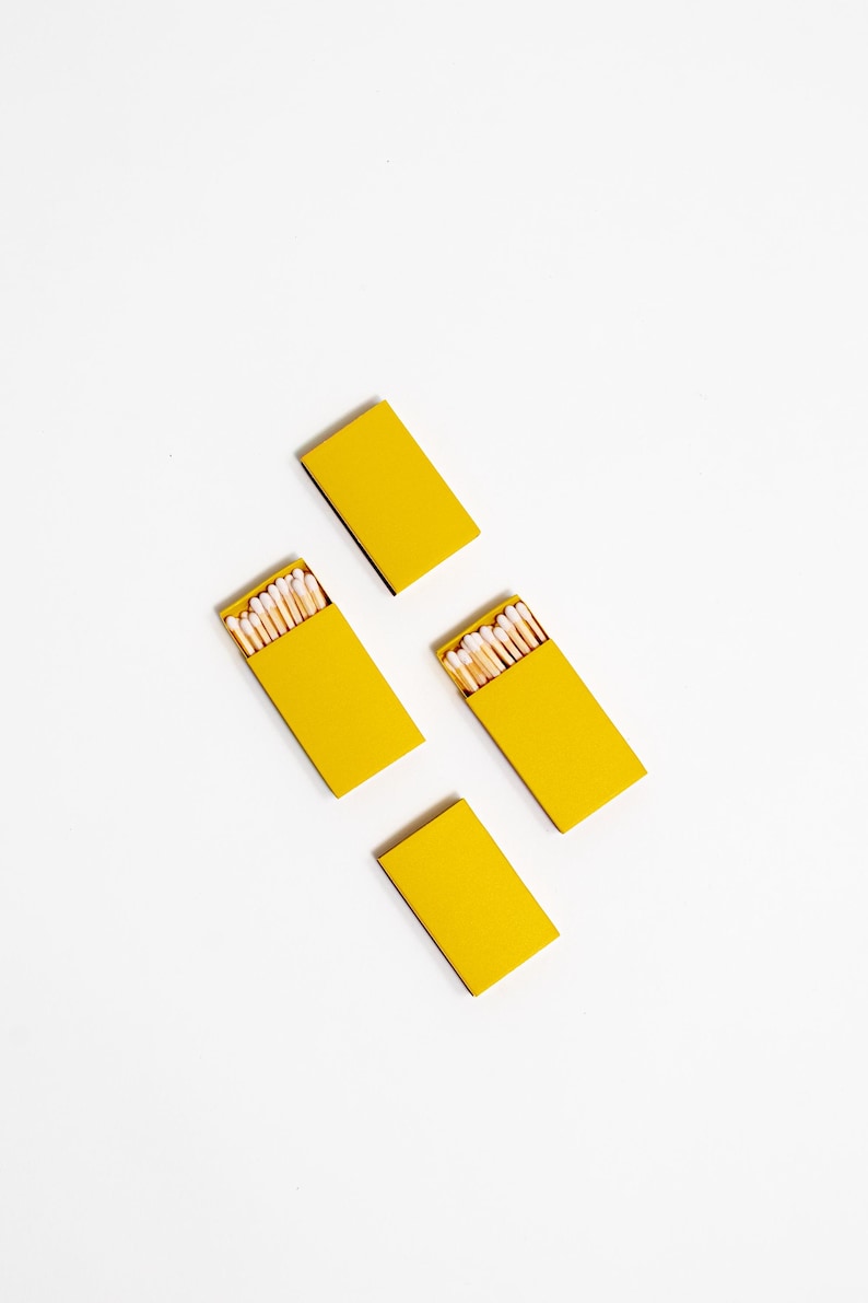 Iridescent Color Matchbox with White Wooden Matchsticks Iridescent Yellow