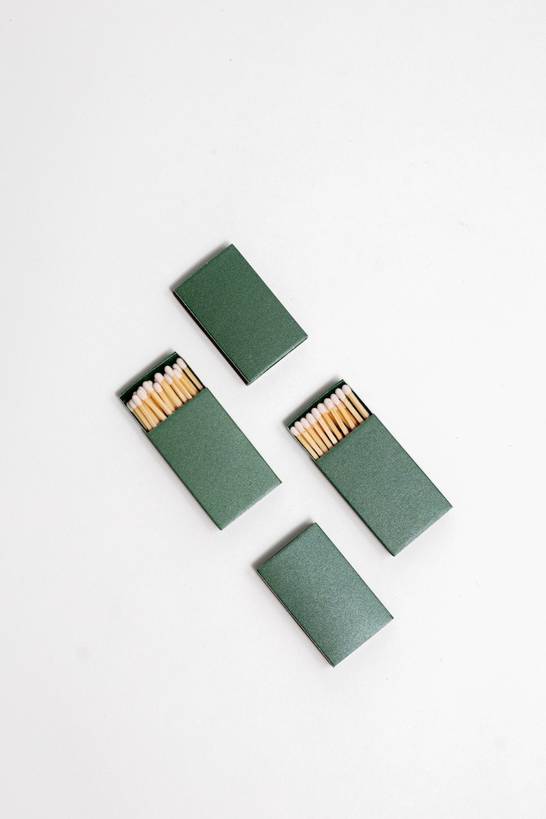 Iridescent Color Matchbox with White Wooden Matchsticks Iridescent Green