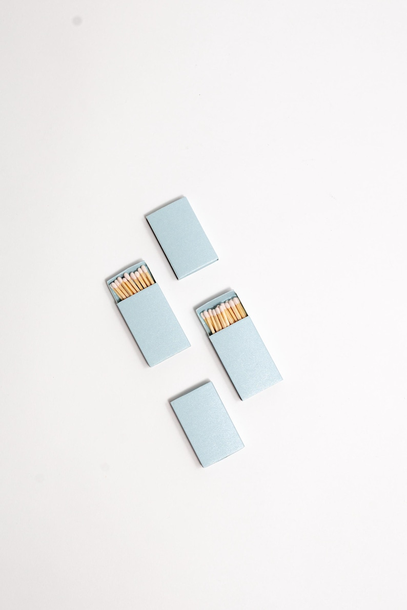Iridescent Color Matchbox with White Wooden Matchsticks Iridescent Ice Blue