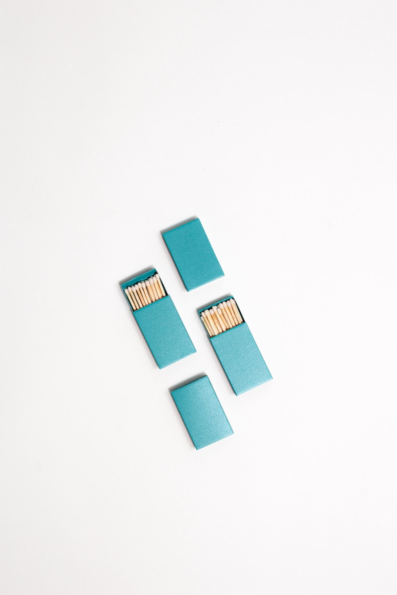 Iridescent Color Matchbox with White Wooden Matchsticks Iridescent Aqua