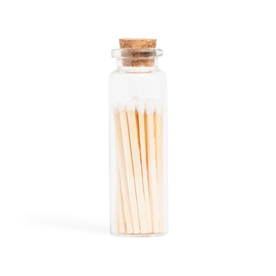 White Matches in Glass Vial Strike on Bottle 20 Matchsticks 