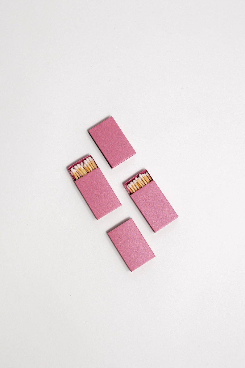 Iridescent Color Matchbox with White Wooden Matchsticks Iridescent Magenta